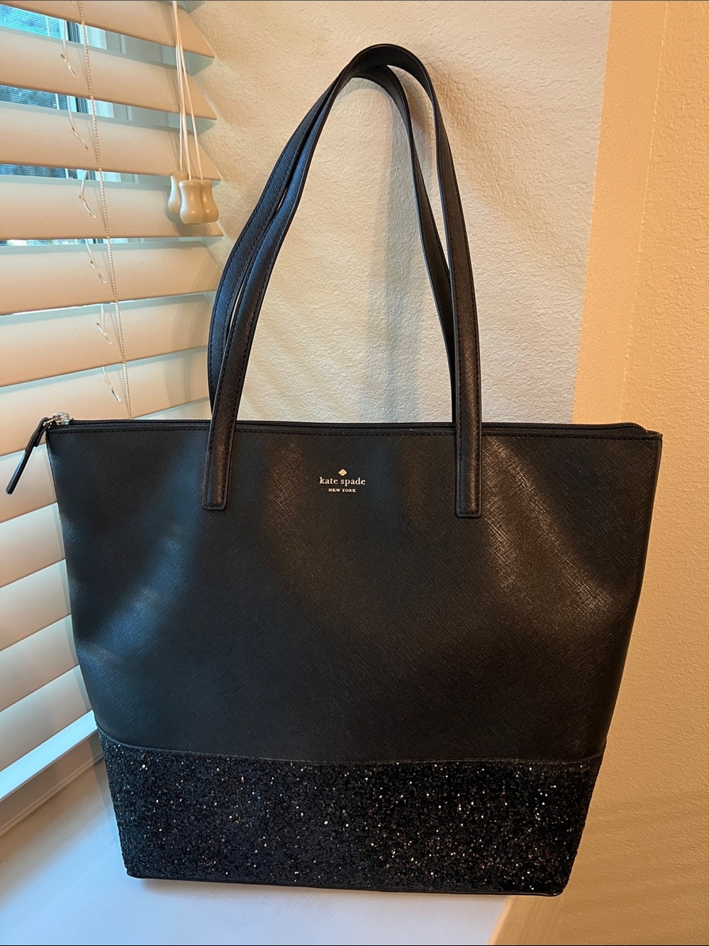 kate spade Black Tote with Sparkle Trim